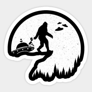 Alien And Bigfoot Ufos Sticker